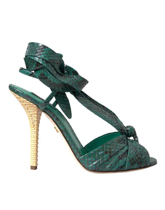 Priser på Dolce & Gabbana Green Exotic Leather Heels SandalerSko