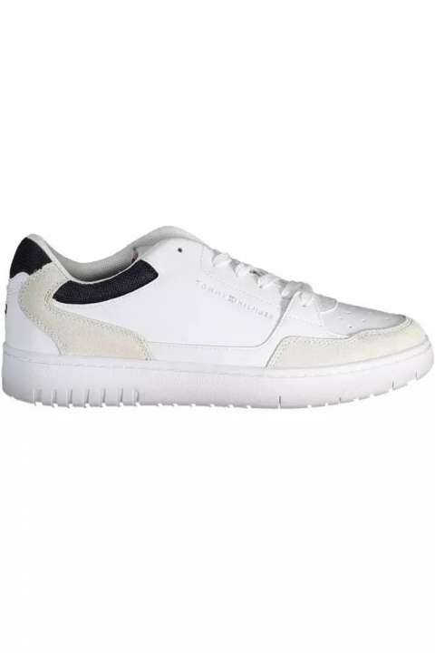 Priser på Tommy Hilfiger Sleek White Lace-Up Sneakers with Logo Detail