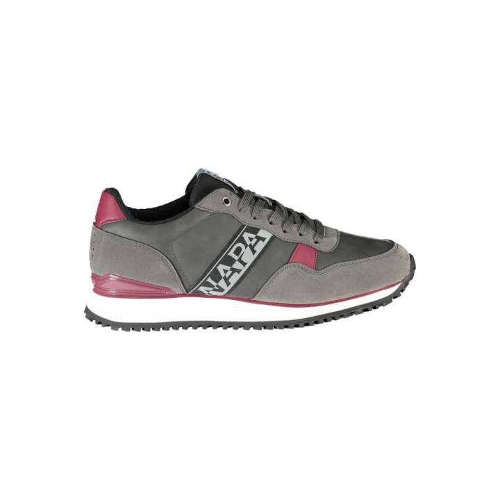 Priser på Napapijri Elegant Gray Lace-Up Sneakers with Contrast Accents