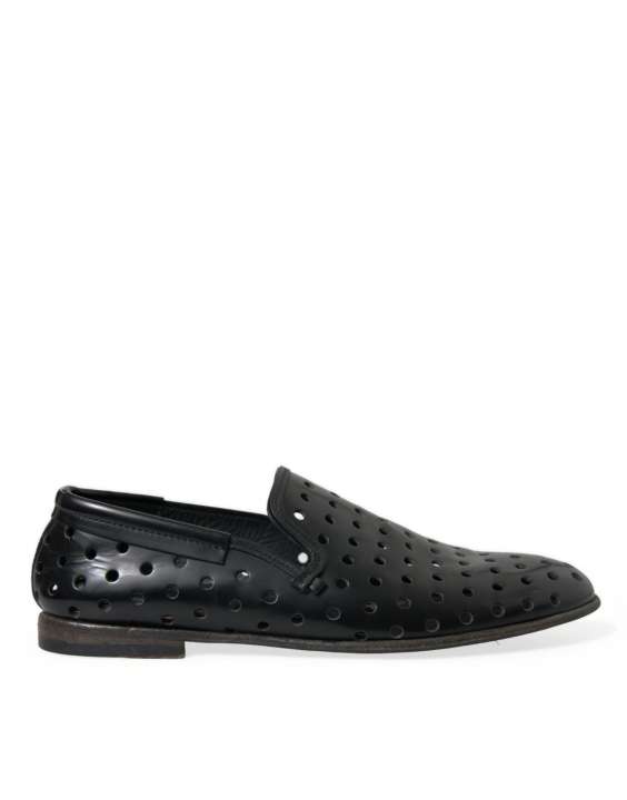 Priser på Dolce & Gabbana Elegant Black Leather Perforated Loafers