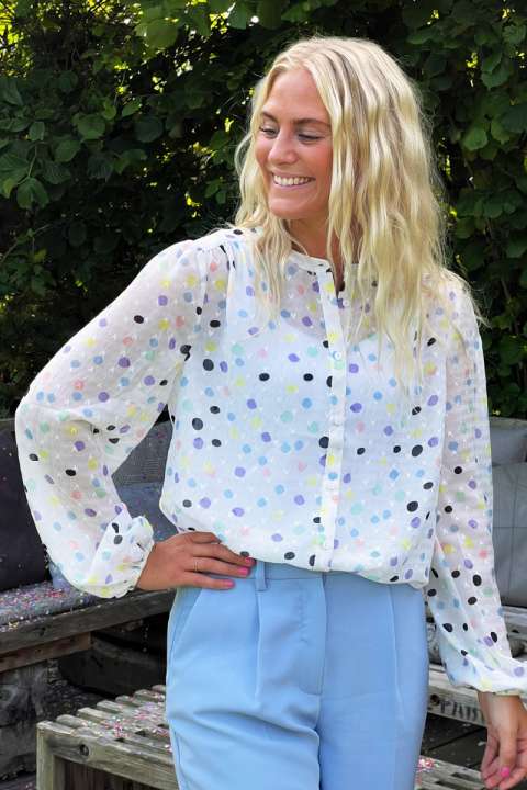 Priser på Loved by Lykke - Skjorte - Confetti LS Shirt - Multi Dot Pastell