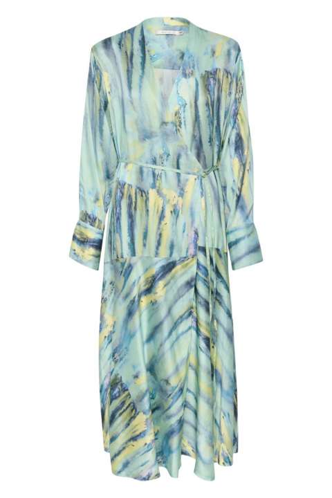 Priser på Gestuz - Kjole - WaleryGZ P Wrap Dress - Green Aqua Art