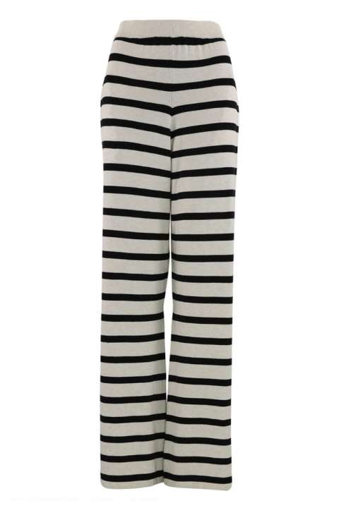 Priser på Continue - Bukser - Rita Knit Pants - Sand With Black Stripe