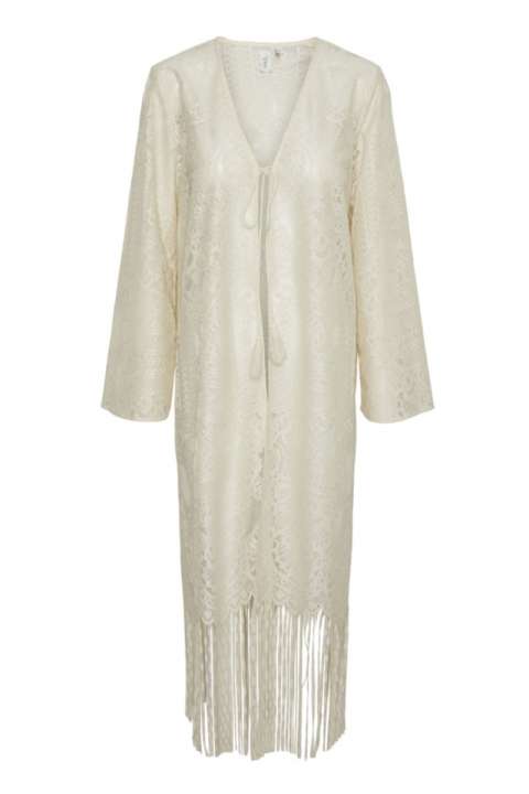 Priser på Y.A.S - Cardigan - YAS Minna Long Lace Cover Up - Fest Birch