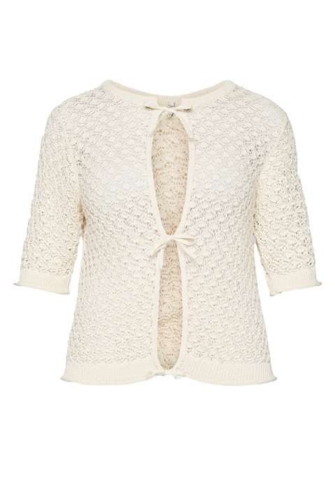 Priser på JDY - Bluse - JDY Saint Life S/S Rev Struc Cardigan - Eggnog