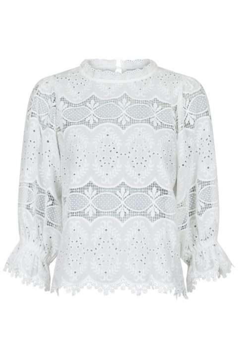 Priser på Neo Noir - Bluse - Adela Big Embroidery Blouse - White