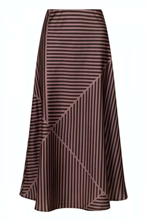 Priser på Neo Noir - Bovary Mix Lines Skirt - Dark brown