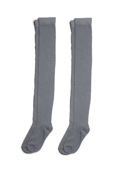 Priser på Pieces - Strømper - PC Nanna Knee High Socks 2 Pack Bc - Medium Grey Melange