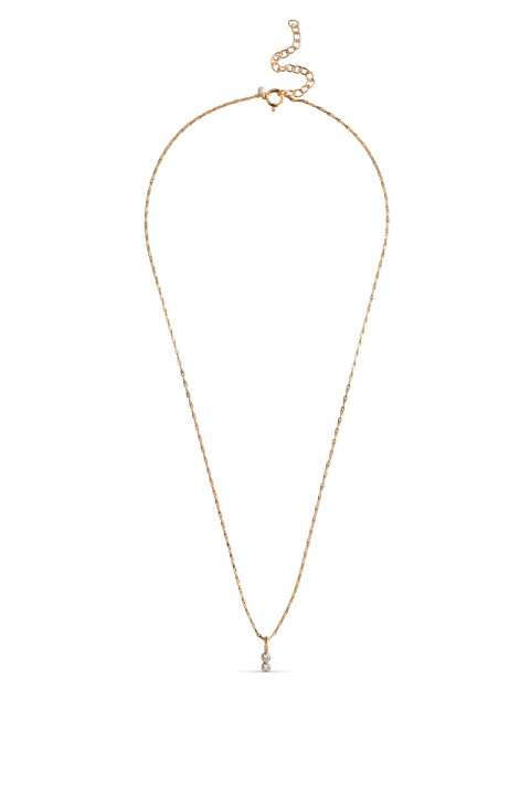 Priser på Enamel - Halskæde - Necklace, Twin CZ Clear CZ - Gold