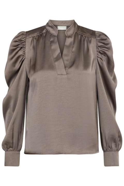 Priser på Neo Noir - Bluse - Rosslyn Heavy Sateen Blouse - Warm Grey