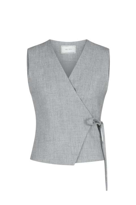 Priser på Neo Noir - Top - Samara Wrap Waistcoat - Grey melange