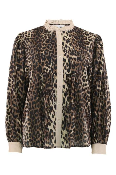 Priser på Continue - Bluse - Chania Leo With Chambre - Leo Print Sand