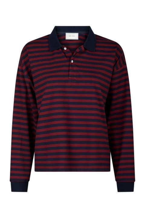 Priser på Neo Noir - Bluse - Sara Wide Stripe Polo Blouse - Navy (Levering midt november)