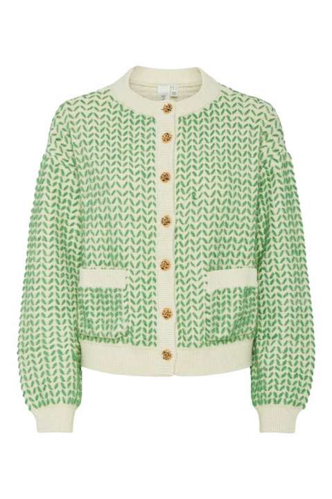 Priser på Y.A.S - Cardigan - Yas Gea Ls Knit Cardigan - Birch/Green