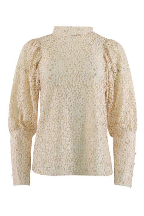 Priser på Continue - Bluse - Maja 2 Tone Lace - Gold Lace