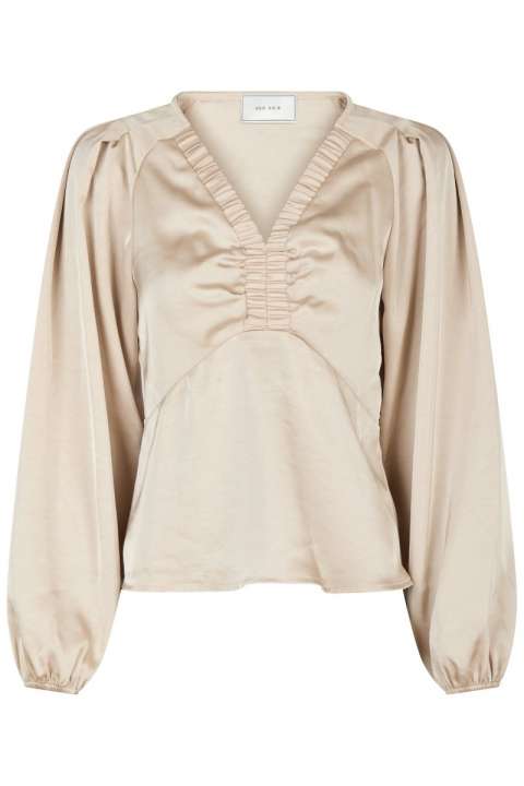 Priser på Neo Noir - Bluse - Istana Heavy Sateen Blouse - Champagne