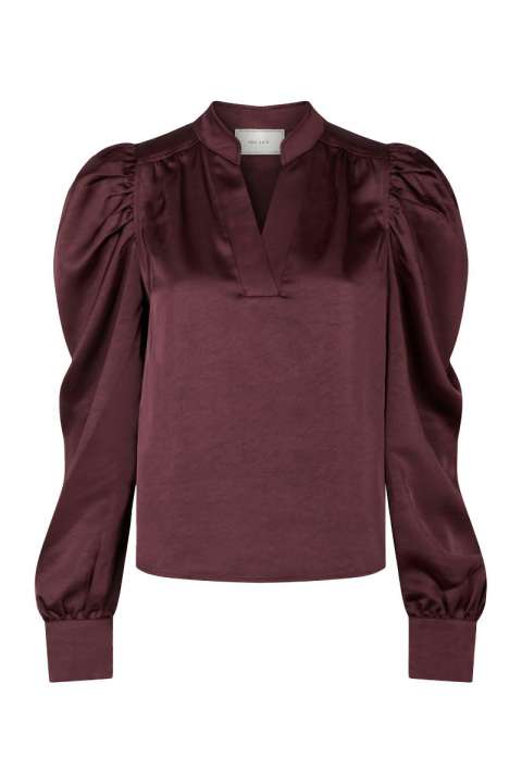 Priser på Neo Noir - Bluse - Rosslyn Heavy Sateen Blouse - Burgundy