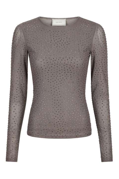 Priser på Neo Noir - Bluse - Basira Stone Mesh Blouse - Silver