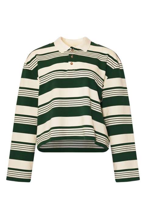 Priser på Noella - Bluse - Lynlee Polo - Green Off White Stripe