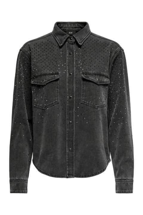 Priser på JDY - Skjorte - Jdy Stine Stone Ls Shirt - Black Denim