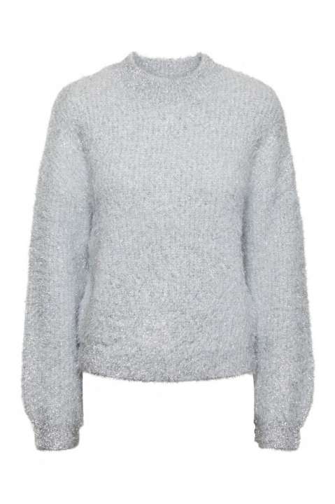 Priser på Pieces - Strik - Pc Raga Ls O-Neck Lurex Knit - Silver Colour