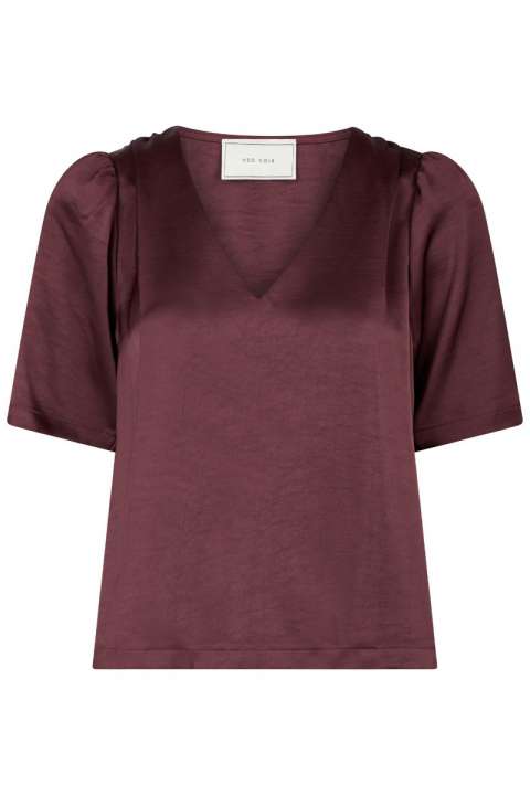 Priser på Neo Noir - Bluse - Largo Heavy Sateen Blouse - Burgundy