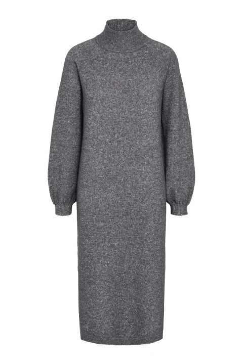 Priser på Y.A.S - Kjole - Yas Balis Ls Funnel Knit Dress - Medium Grey Melange