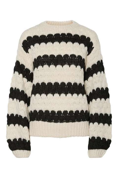 Priser på Y.A.S - Strik - Yasbubba Ls Knit Pullover S. - Birch/Black