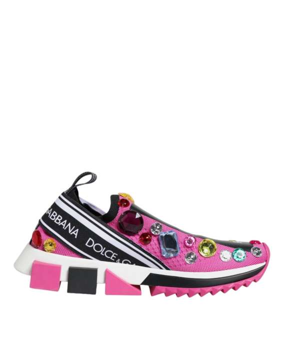 Priser på Dolce & Gabbana Pink Sorrento Crystals Low Top Sneakers Shoes