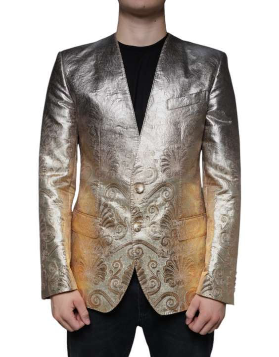 Priser på Dolce & Gabbana Gold Jacquard Single Breasted Dress Blazer