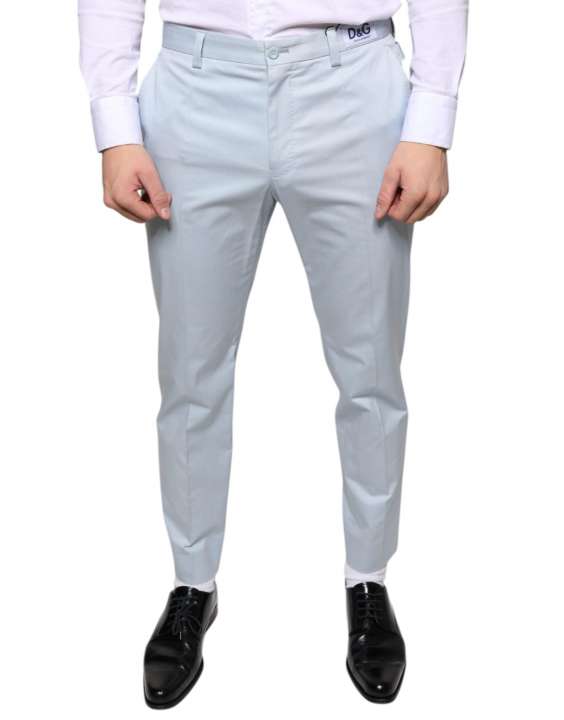 Priser på Dolce & Gabbana Light Blue Cotton Dress Pants