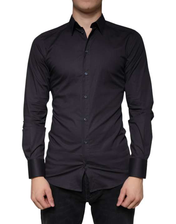 Priser på Dolce & Gabbana Black Cotton Stretch Dress GOLD Formal Shirt