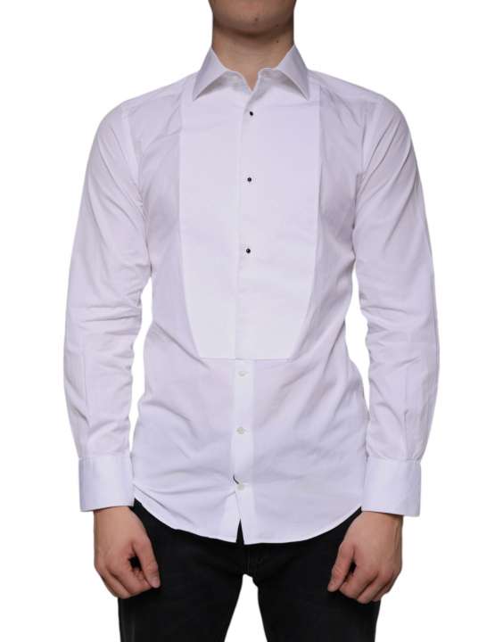 Priser på Dolce & Gabbana White Bib Cotton Poplin GOLD Herre Formal Shirt