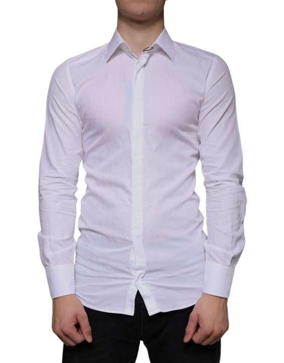 Priser på Dolce & Gabbana White Cotton Herre Dress GOLD Formal Shirt