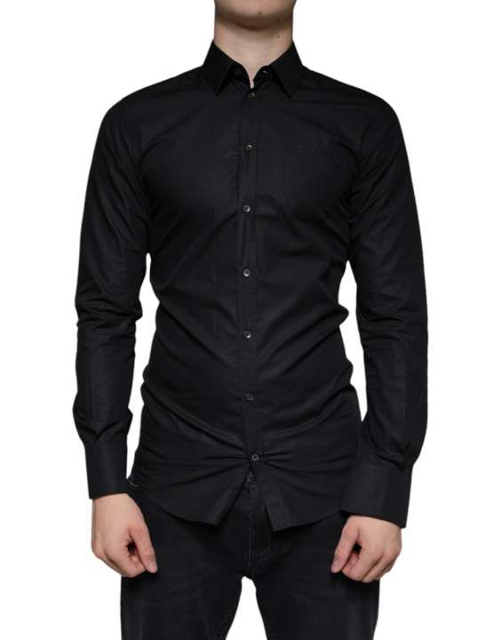 Priser på Dolce & Gabbana Black Cotton Stretch Dress GOLD Formal Shirt