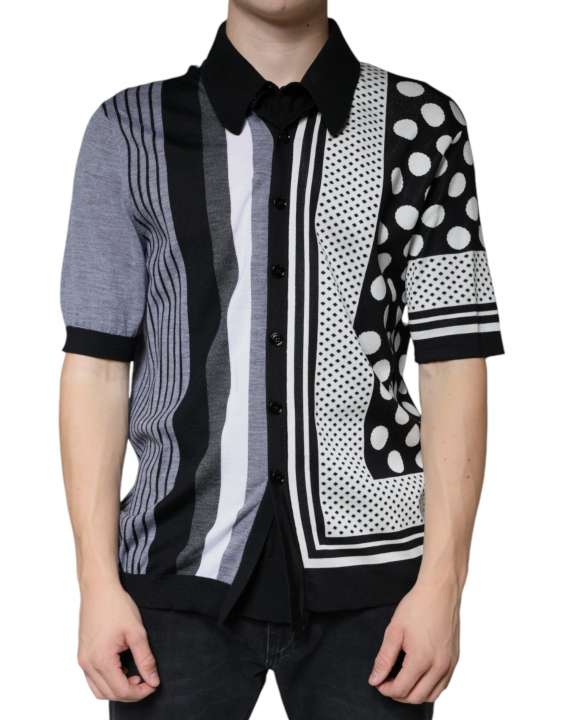 Priser på Dolce & Gabbana Black White Polka Dot Collared Polo T-shirt