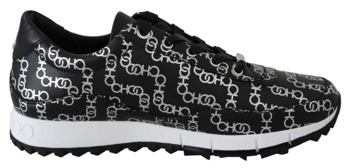 Priser på Jimmy Choo Elegant Black & Silver Leather Sneakers