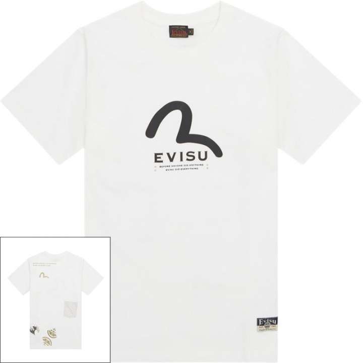 Priser på Evisu Seagull Print Multi Pocket T-Shirt White