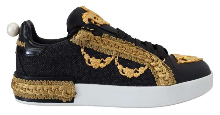 Priser på Dolce & Gabbana Elegant Portofino Leather Sneakers in Black