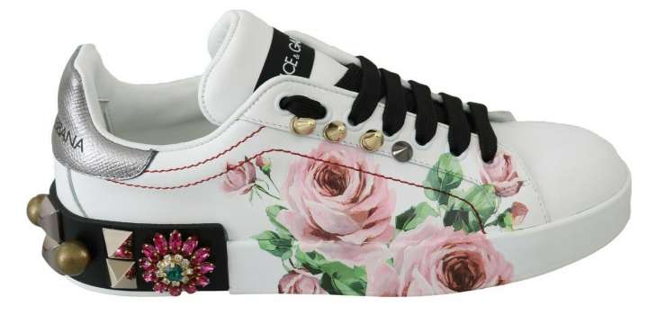 Priser på Dolce & Gabbana Floral Crystal-Embellished Leather Sneakers