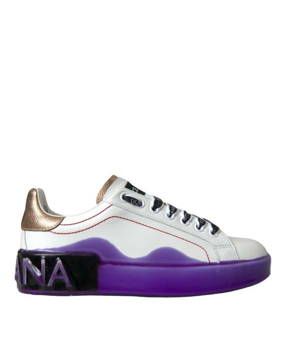 Priser på Dolce & Gabbana White Leather Portofino Low Top Sneakers Shoes