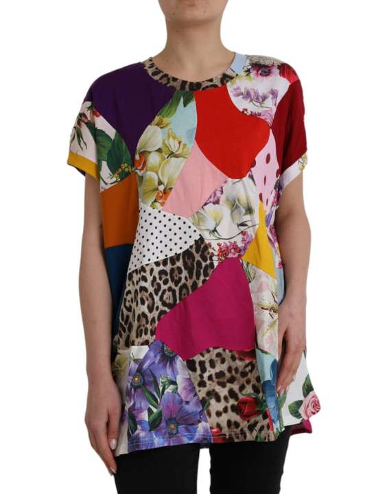 Priser på Dolce & Gabbana Multicolor Patchwork Cotton Silk Blouse Top