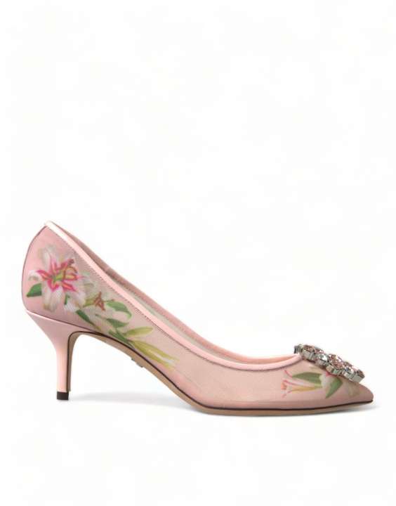 Priser på Dolce & Gabbana Elegant Pink Floral Crystal Pumps