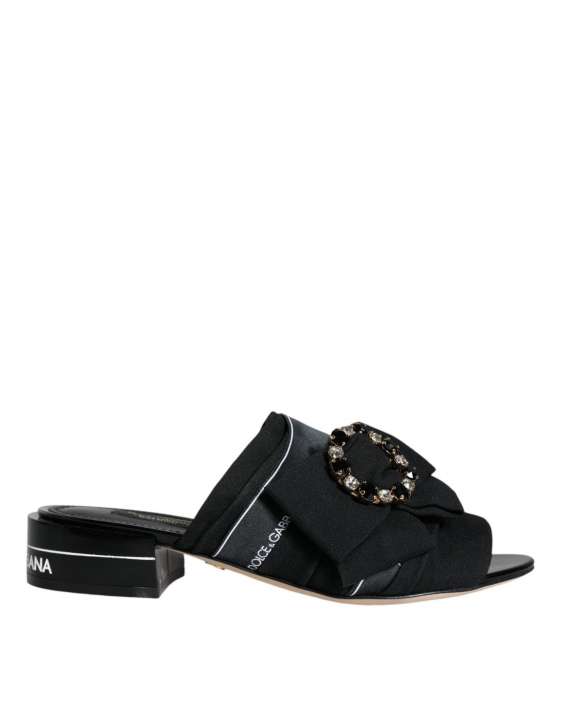 Priser på Dolce & Gabbana Black White Crystal Slides Sandals Shoes