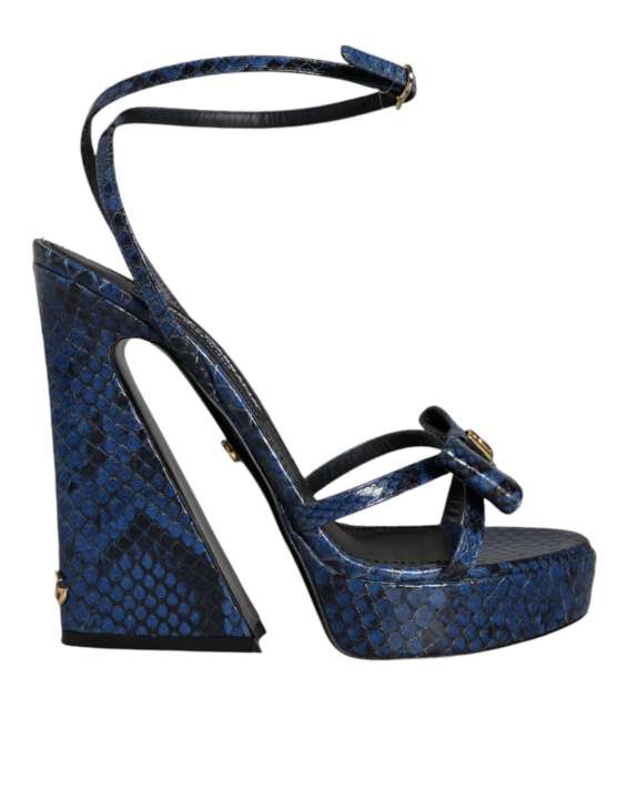 Priser på Dolce & Gabbana Blue Leather Ankle Strap Heels Sandals Shoes