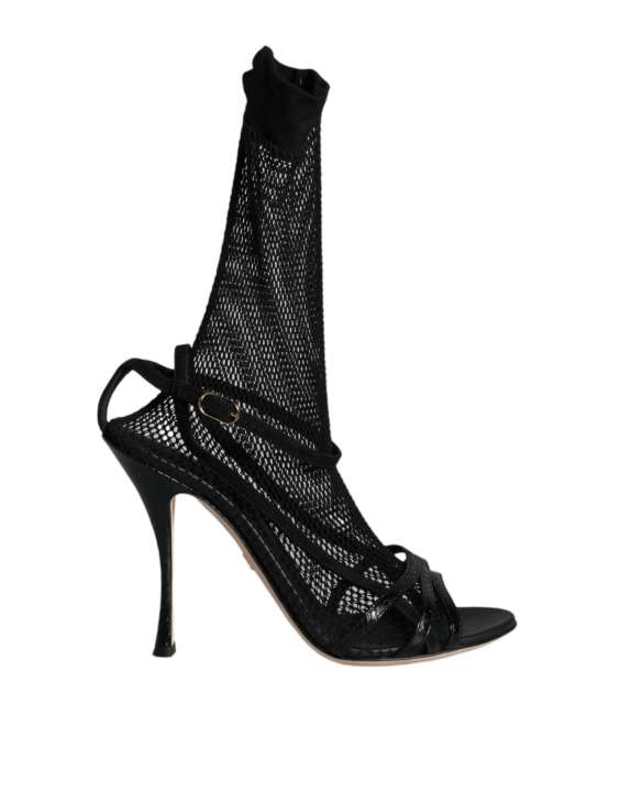 Priser på Dolce & Gabbana Black Mesh Stiletto Heels Sandals Shoes