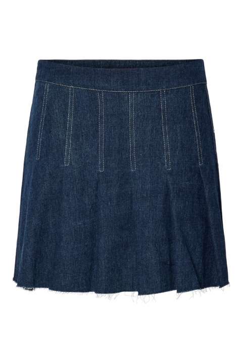 Priser på Pieces - Nederdel - PC Fabia Short Plisse Denim Skirt AU24 - Dark Blue Denim