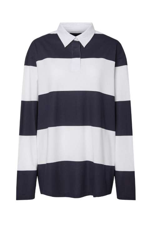 Priser på Pieces - Bluse - PC Frida Ls Oversize Polo AU24 - Maritime Blue