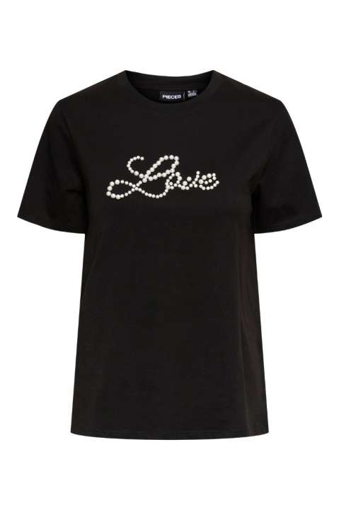 Priser på Pieces - T-shirt - Pcrine Ss Printed T-Shirt - Black