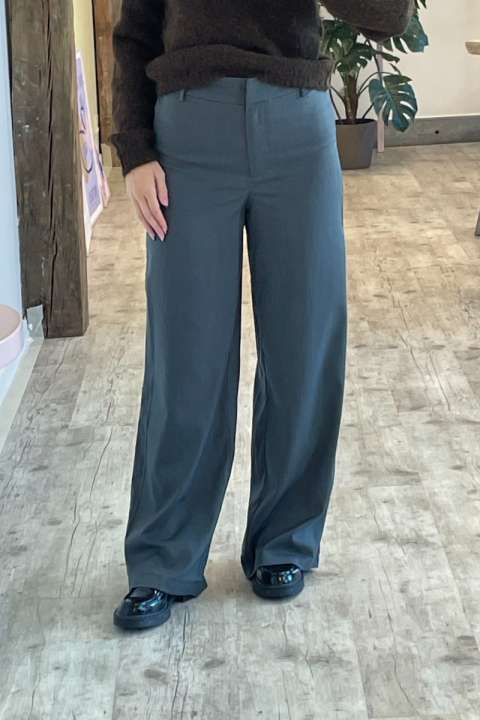 Priser på Pieces - Bukser - Odette Mw Wide Pants - Medium Grey Melange